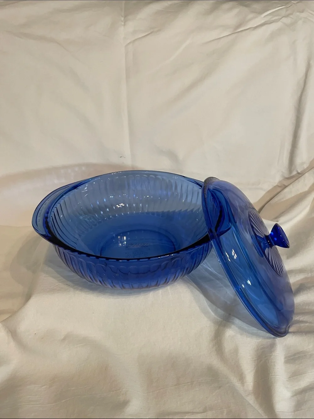 Pyrex Cobalt Blue Glass Covered Casserole